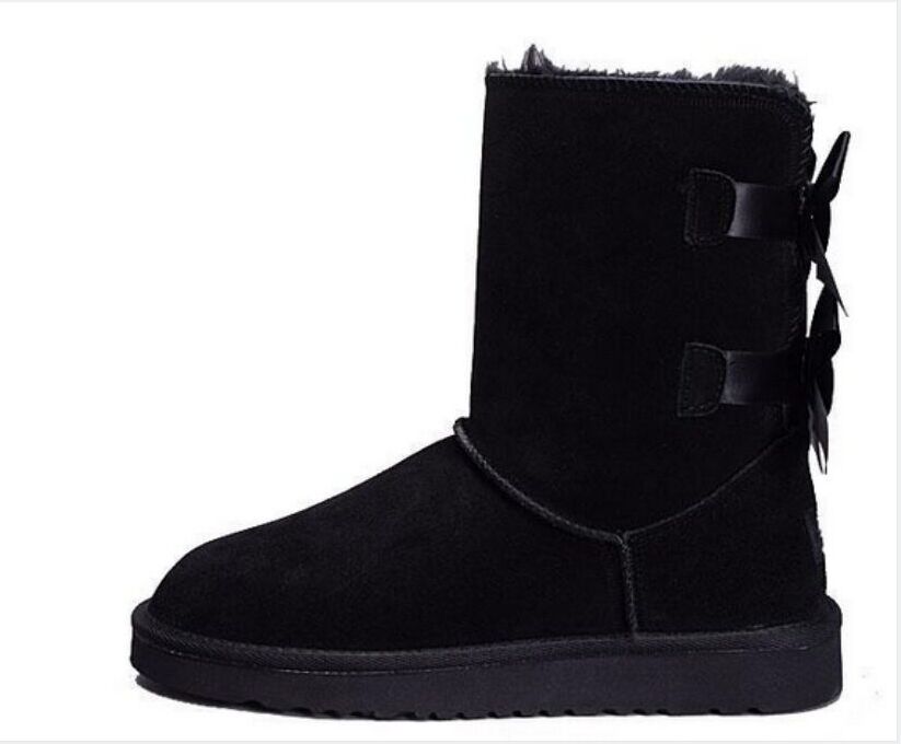 

3280 High Quality designers snow boots woman classic with fur shoes womens lady winter bow knee flat sneakers ankle platform trainers, Black