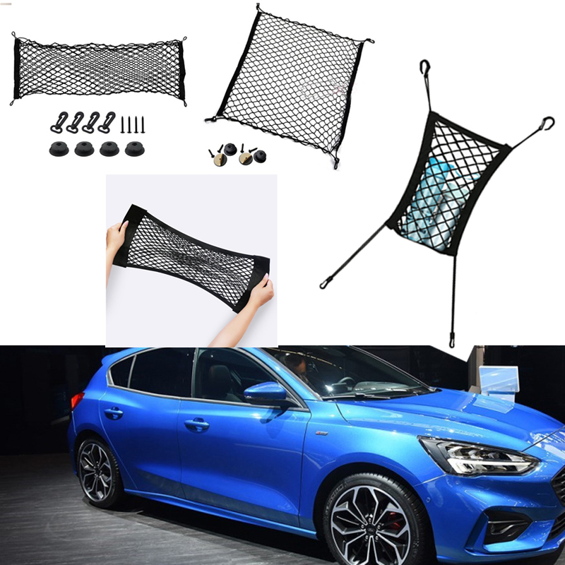 

For Ford Focus Car Vehicle Black Rear Trunk Cargo Baggage Organizer Storage Nylon Plain Vertical Seat Net