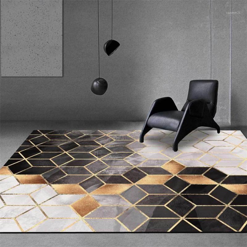 

Nordic Black Gray Geometric Plaid Line Living Room Rug Bathroom Mat Furniture ChairTable Mat Luxury Home Decoration Accessories1, As picture