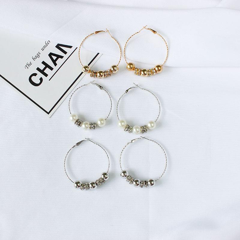 

F&U Pearl Crystal Decoration Hoop Earring For Girl Fashion Party Jewelry For Girl