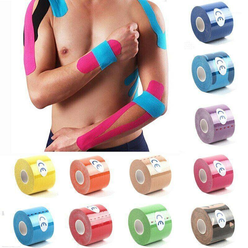 

2 Size Kinesiology Tape Athletic Tape Sports Muscle Bandage Care Fitness Tennis Running Knee Muscle Protector 2.5/5cm1, White