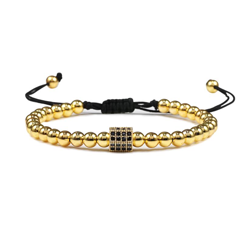 

Copper Beaded Rope Bracelet Handmade Braided Jewelry Adjustable Chain Bracelets For Women Men CZ Cube Bangles Best Friend Gifts