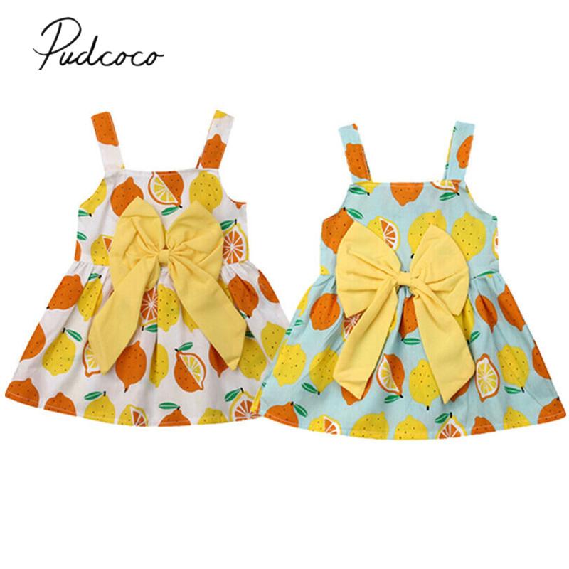 

Girl's Dresses 2022 Children Summer Clothing Toddler Kids Baby Girls Dress Princess Strap Pageant Party Tutu Bowknot Lemon Clothes 3M-3T, Red;yellow
