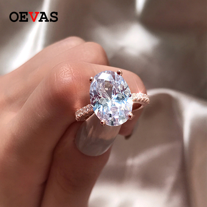 

Real 925 Sterling Silver Sparking 9ct Oval Cut Created Moissanite Diamond Wedding Engagement Ring Wholesale Women Rings