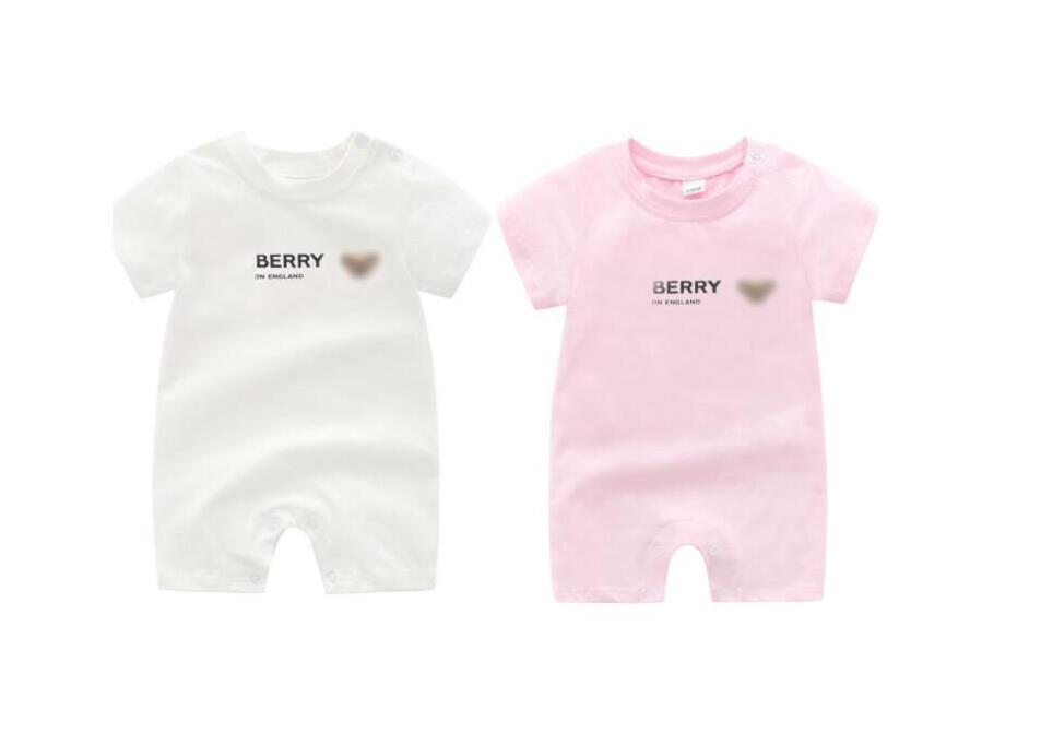 

Good Quality Baby Boys Girls Brand Rompers Summer Kids Cartoon Bear Short Sleeve Jumpsuits Newborn Cotton Letters Printed Onesies Infant Romper Toddler Clothes, Pink