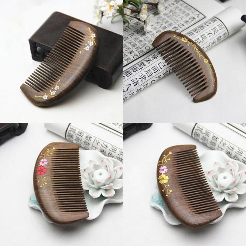 

Fashion Sandalwood Golden Silk Sandalwood Comb Log Health Massage Small Comb Customized Gift LOGO Gift Box Packaging