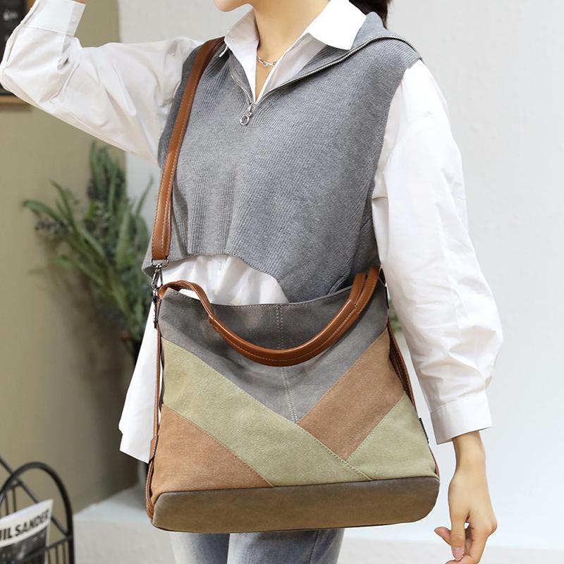 

2021 Women's Canvas Handbags Female Hobos Single Shoulder Bags Ladies Totes Bolsas Woman Crossbody Pack Vintage Sac a Main, Coffee