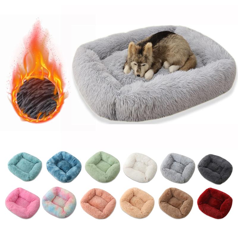 

Round Plush Cat Dogs Bed House Soft Long Plush Cat Bed Round Pet Dogs For Small Cats Nest Winter Warm Sleeping Puppy Mat, Dark coffe