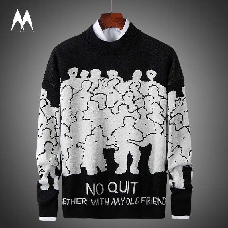 

Autumn Sweater Men Streetwear 2020 New Casual O-Neck Pullover Men Slim Fit Long Sleeve Mens Sweaters Knitted Clothing, Bl903 blue