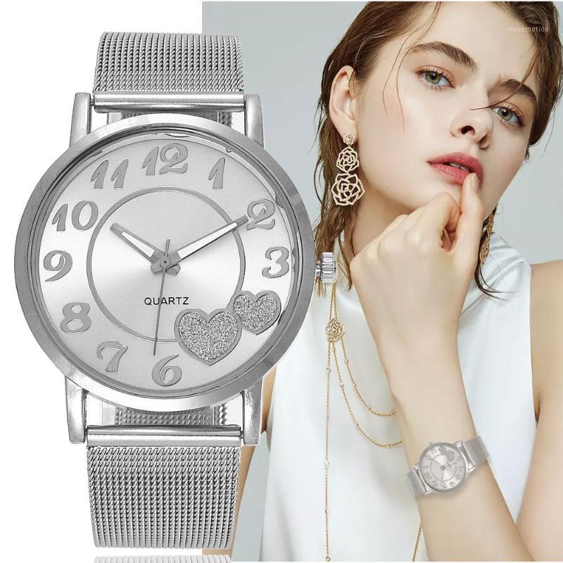 

Fashion silver & gold women watches love dial elegant ladies dress watch stainless steel quartz watch relogio femino clock gift1, Ycs00038b
