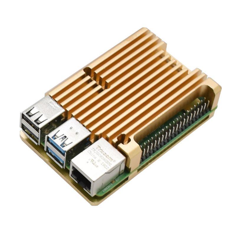 

Aluminum Gold Enclosure Case Metal Shell Box Heatsink for Raspberry Pi 4 Model B Q39D