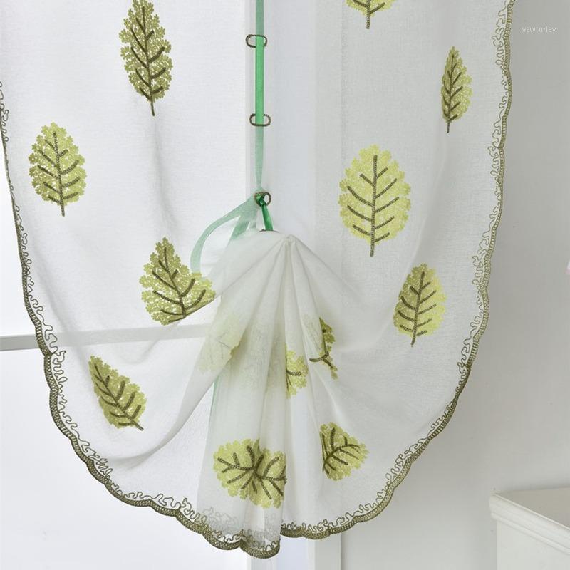 

Short Roman Jacquard Green Leaf Kitchen Blinds Curtains Fabric Transparent Fabric Hot Selling Door Curtains Europe Customization1