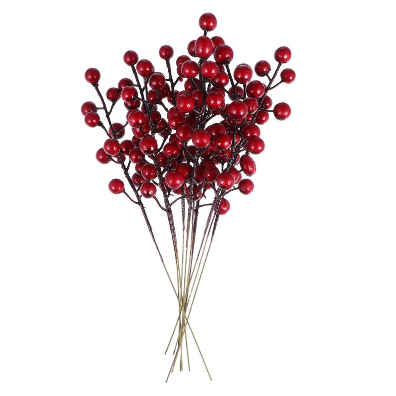 

10 pcs Artificial Fake Berry Stem Photo Props Berry Picks for Garland, Red