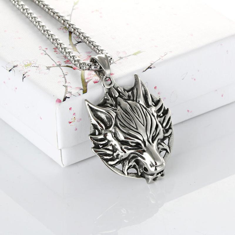 

chain for men's necklace Steel Wolf Head pendant Long chain necklace Pendant on the neck jewelry stainless steel necklaces
