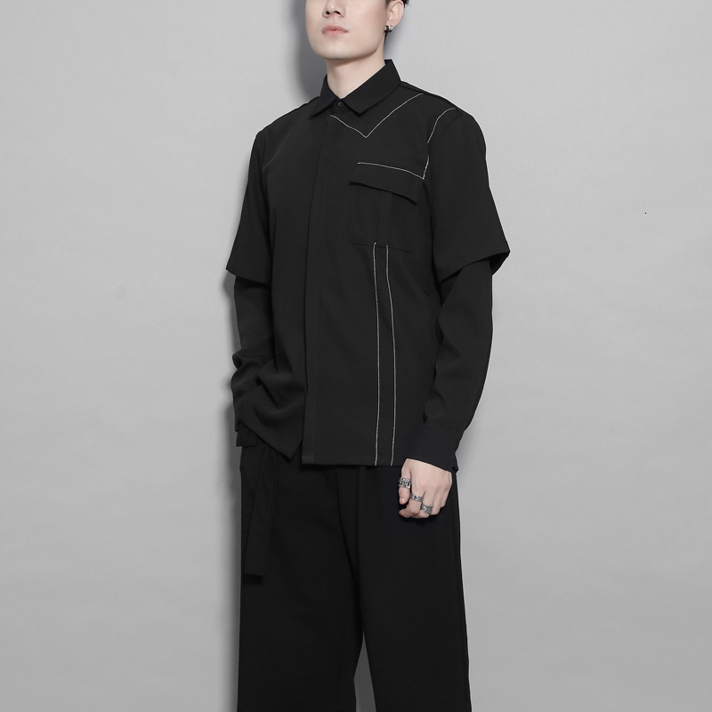 

2021 New S-6xl. Original British Spring Embroidered Line Sewing Fake Designer Shirts, Men's Shirt Long Sleeves FY6U, Black.