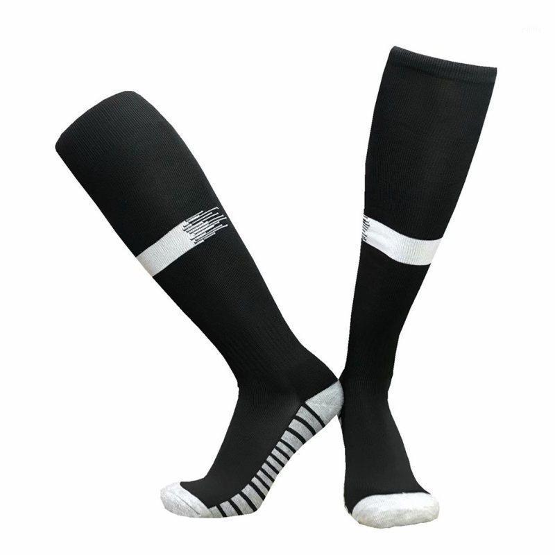

1 Pair Men Women Sports Socks Knee Legging Stockings Breathable Non-slip Towel Bottom Soccer Football Training Stockings1, White-blue