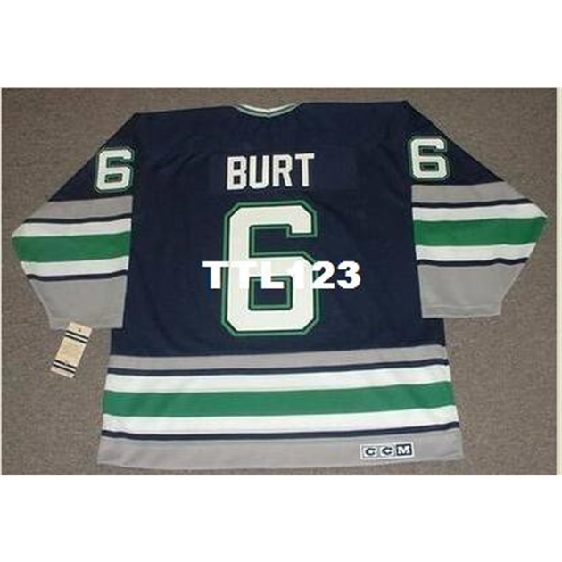 

740 #6 ADAM BURT Hartford Whalers 1995 CCM Vintage Hockey Jersey or custom any name or number retro Jersey, Blue