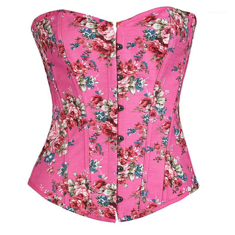 

Overbust Corset Sexy Floral Print Denim Corset Burlesque Shapewear Corsets and Bustiers Harness Bustier Gothic Women  M L XXL1