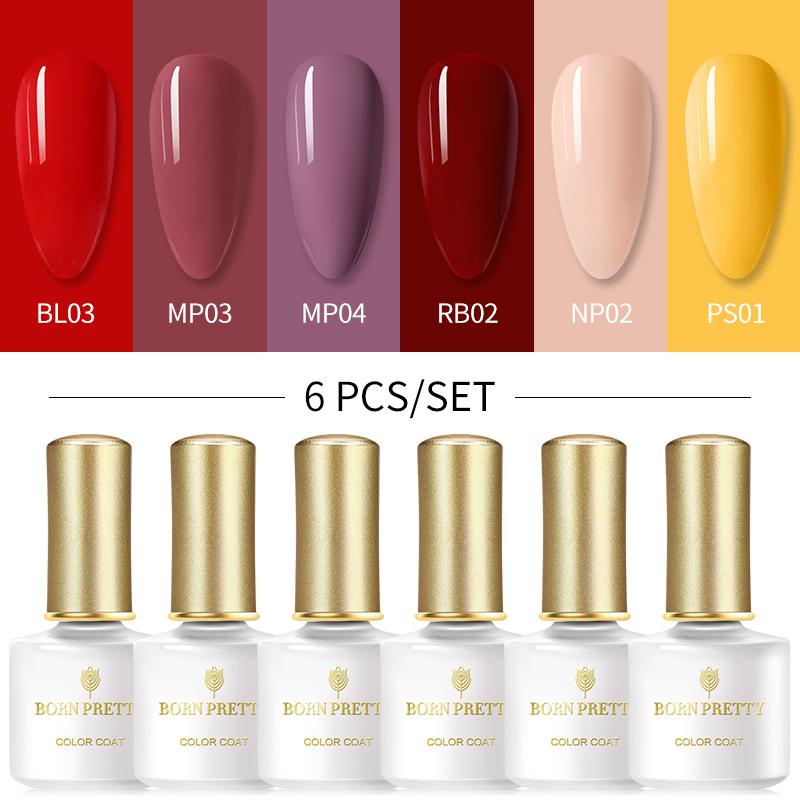 

BORN PRETTY Nail Gel Polish Set Brigt Color 6PCS Nail Kit Soak Off UV Gel Polish Art Kit Hybrid Varnish Semi-Permanent, 4pcs set