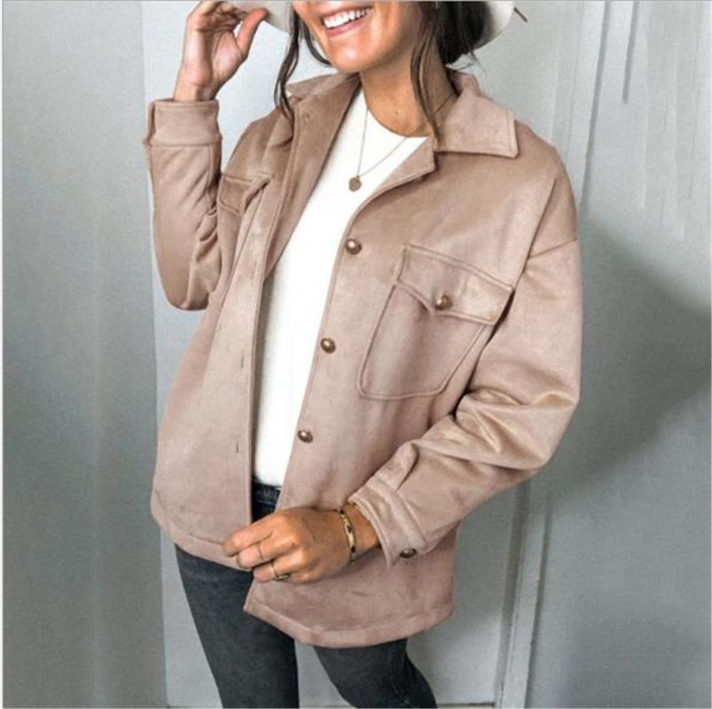 

Women Winter Coat Fashion Solid Single Breasted Turn Down Collar Loose Long Sleeve Jacket Thicken Casual Female Outerwear, Black