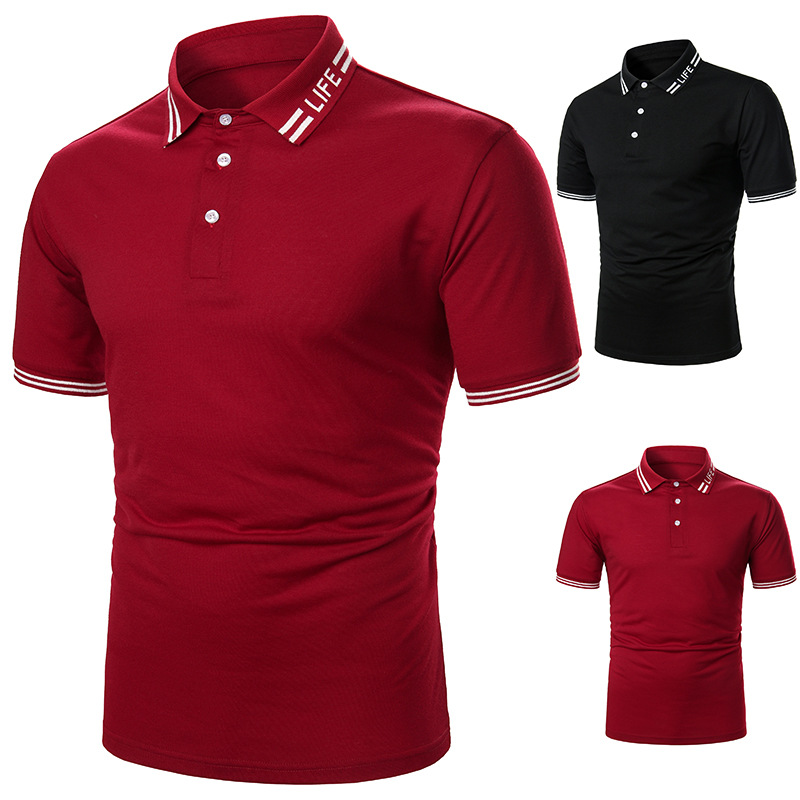 

Men's Basic Solid Color Cotton Turn-down Collar PoloShirt Men Fashion Short Sleeve Shirt Casual Shirt Sport Top Blouse kg-35, Black