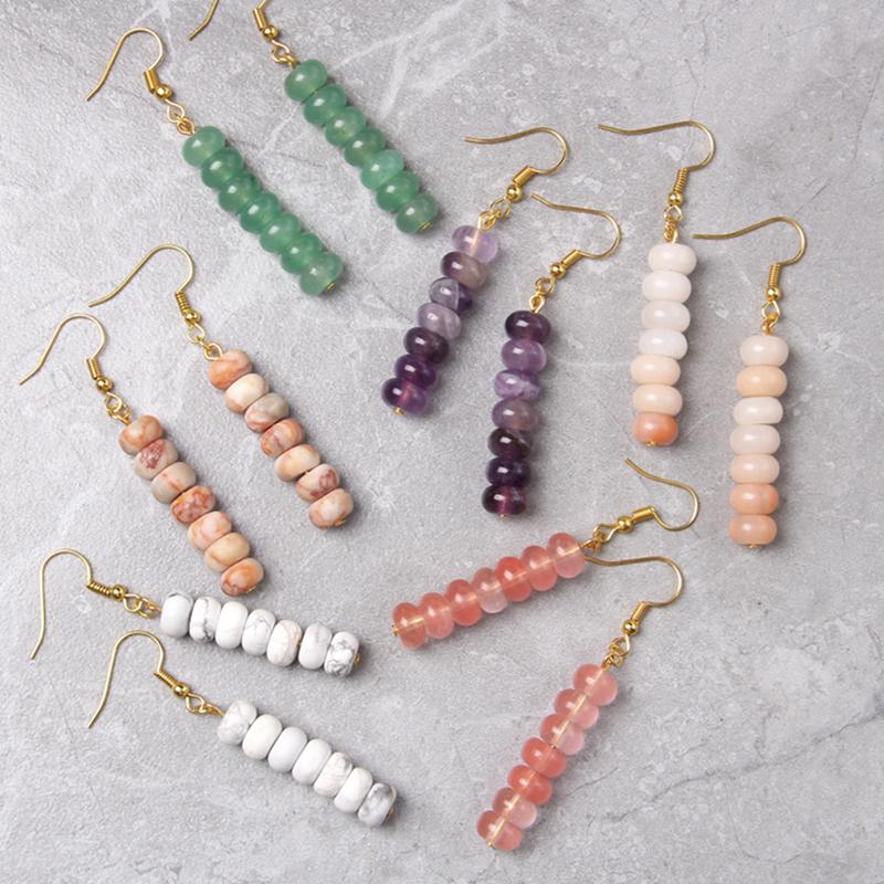 

New Fashion Natural Lucky gem stone Earrings for Women Drop Earring Fashion Stone Dangle Long Lady Earrings Jewelry wholesale