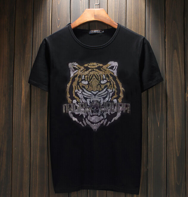 

Man 2020 New High-quality Male T-shirts 100% Cotton T-shirt the Designer of Short-sleeve Men's Big-knit Strass 2bf7, Black