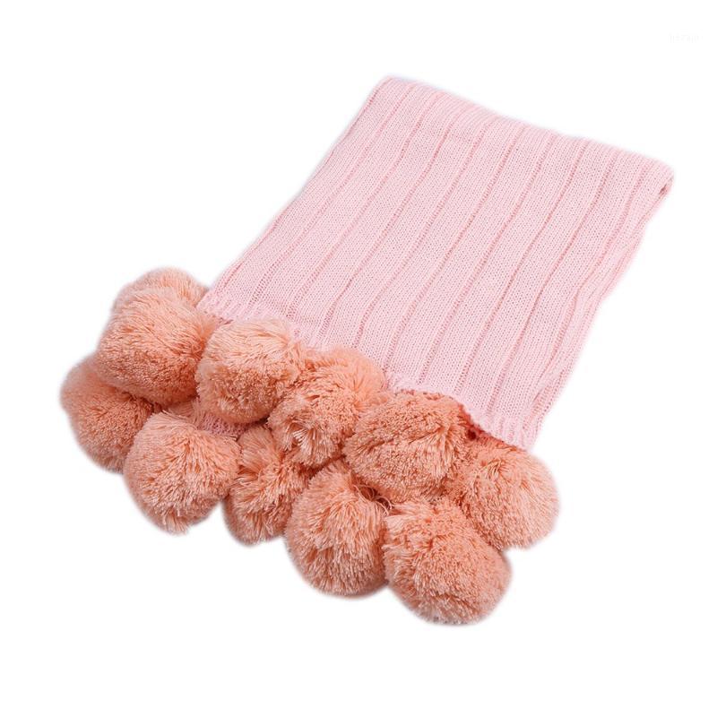 

Cotton Knitted Blanket Pom Pom Sofa Bed Throw Couch Settee Towel Home Decor1