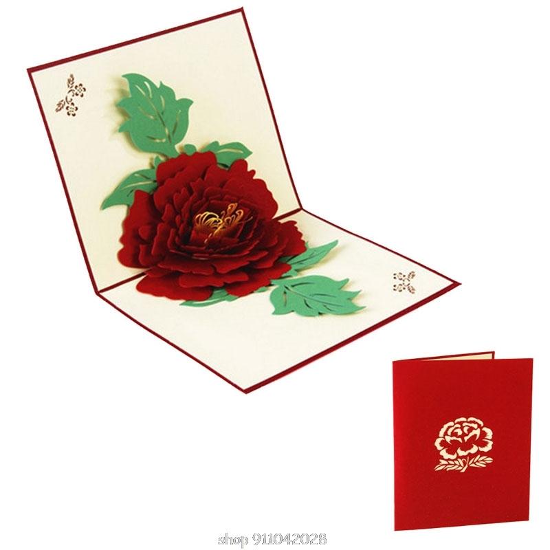 

3D Up Greeting Cards Peony Birthday Valentine Mother Day Christmas D11 20 Dropship