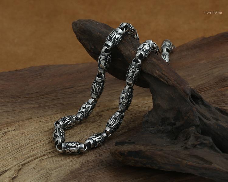 

Heavy Solid 925 Sterling Thai Silver Cylinder Lection Chain Necklace 8mm A45971