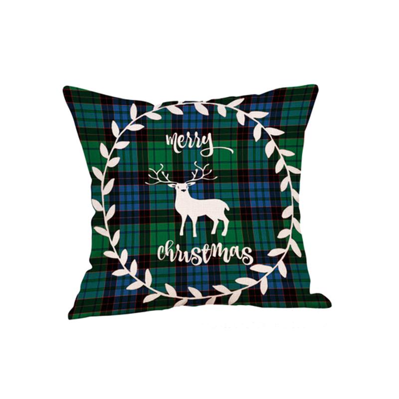 

Christmas Pattern Cotton Linen plaid Square Throw Pillow Case Sofa Decorative Cushion Cover Pillow Cover Fundas De Cojin 45X45CM