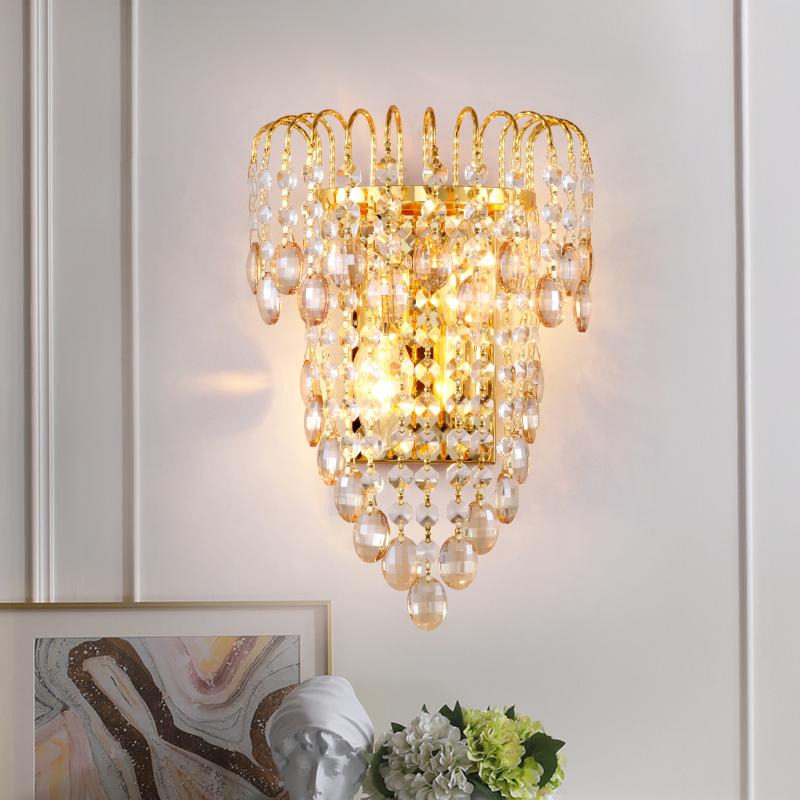 

New wall Light Crystal Living Room Bedroom Bedside Led wall lamp Modern Simple Corridor Staircase Background Lighting