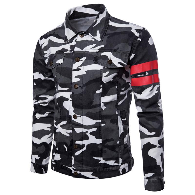 

Print Men Denim Jacket Punk Autumn Jacket Men Letter Mens Jackets and Coats Streetwear, Army green