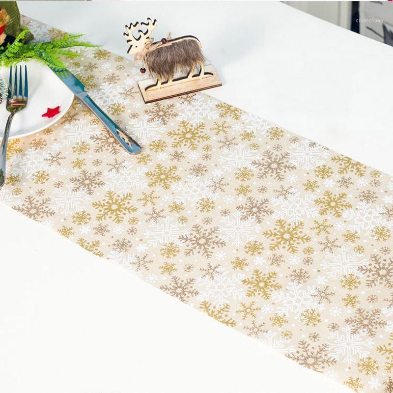 

Snowflake Merry Christmas Table Runner Happy New Year Table Decorations Cloth Christmas Decoration For Home Navidad1