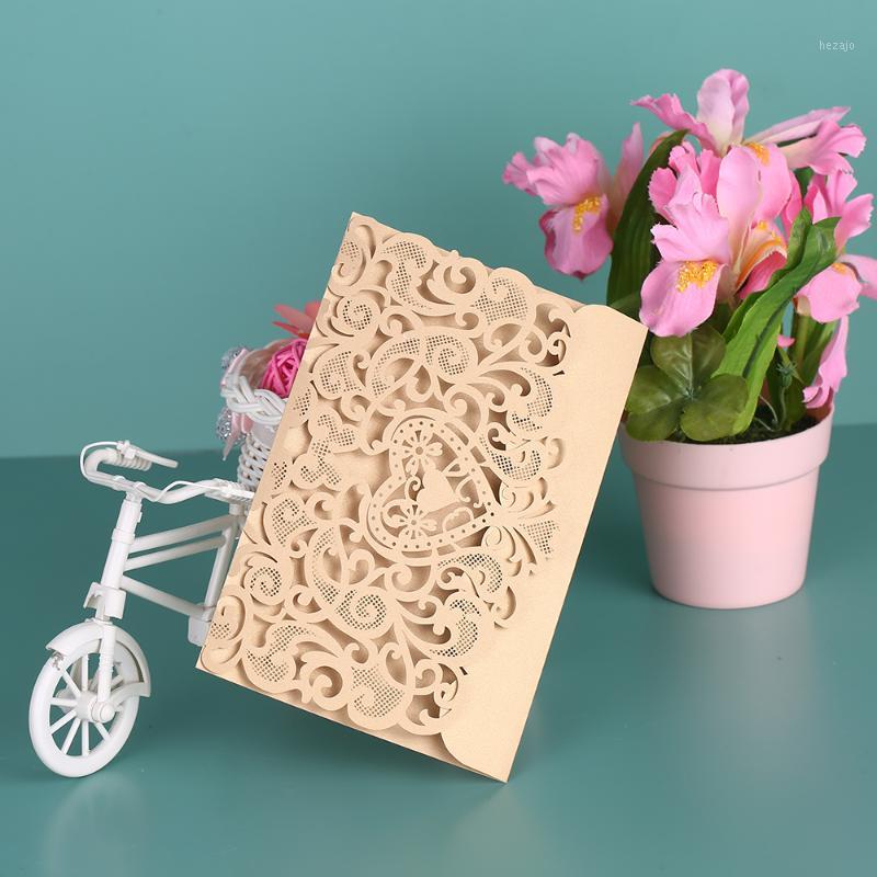 

1pcs/set Wedding Invitation Card Cover Pearl Paper Laser Cut Hollow Heart Pattern Invitation Cards Wedding Anniversary Supplies1