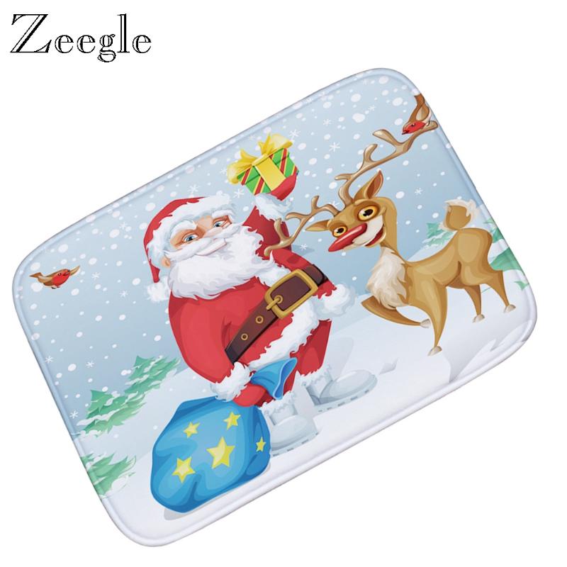 

Zeegle Christmas Floor Mat Doormat Anti Slip Foot Mat Flannel Home Decoration Floor Washable Absorbent Bathroom Doormat, Tyd