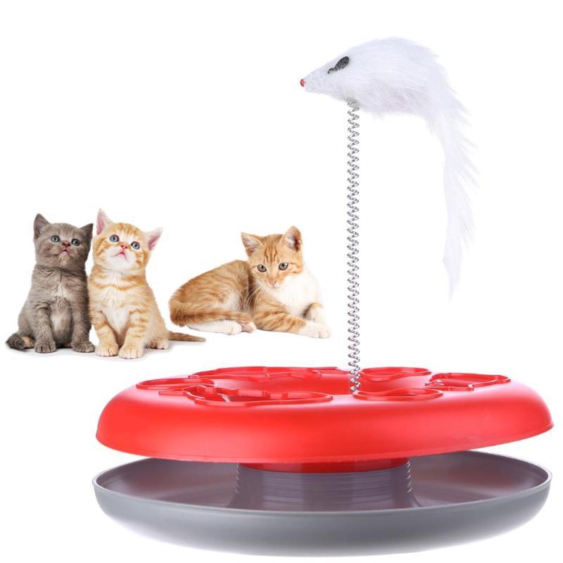 

Cat Toys Spring Mice Crazy Amusement Disk Play Activity Pet Funny Toys Kitten Interactive Teaser Pet Products for Cat Supplies