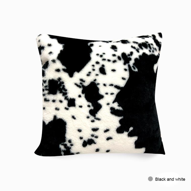 

Home Decorative Animal Pattern Cow Grain Printing Cushion Cover Luxury Faux Fur Pillow Case Decoration Bolster Case 45x45cm, 01