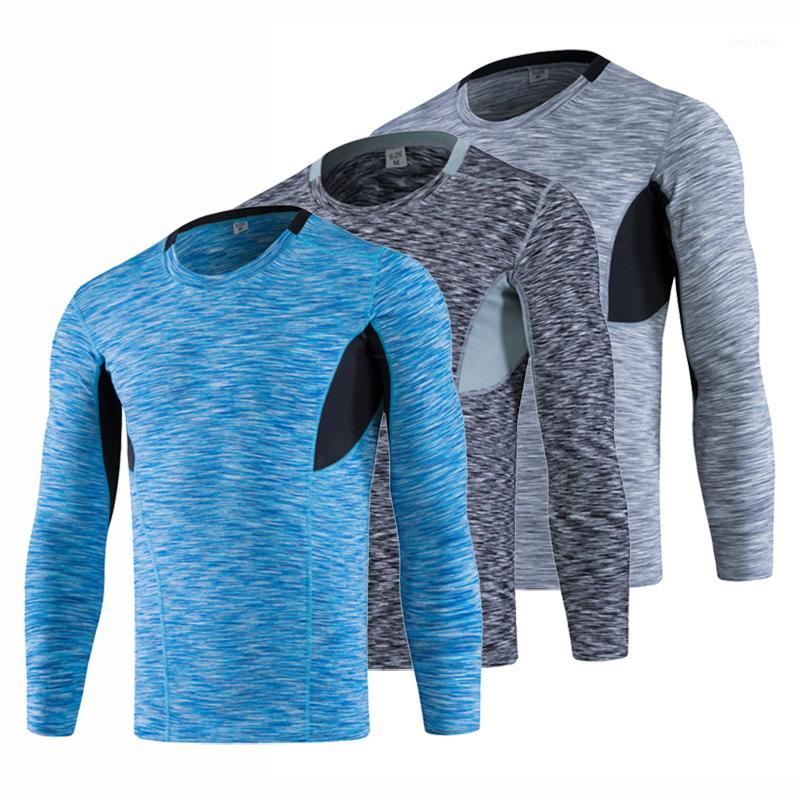 

New Autumn Quick Dry Running Shirt Compression Fitness Tight T-Shirt Blouse Jersey Gym Sport Bodybuilding Men's TShirt1, Blue