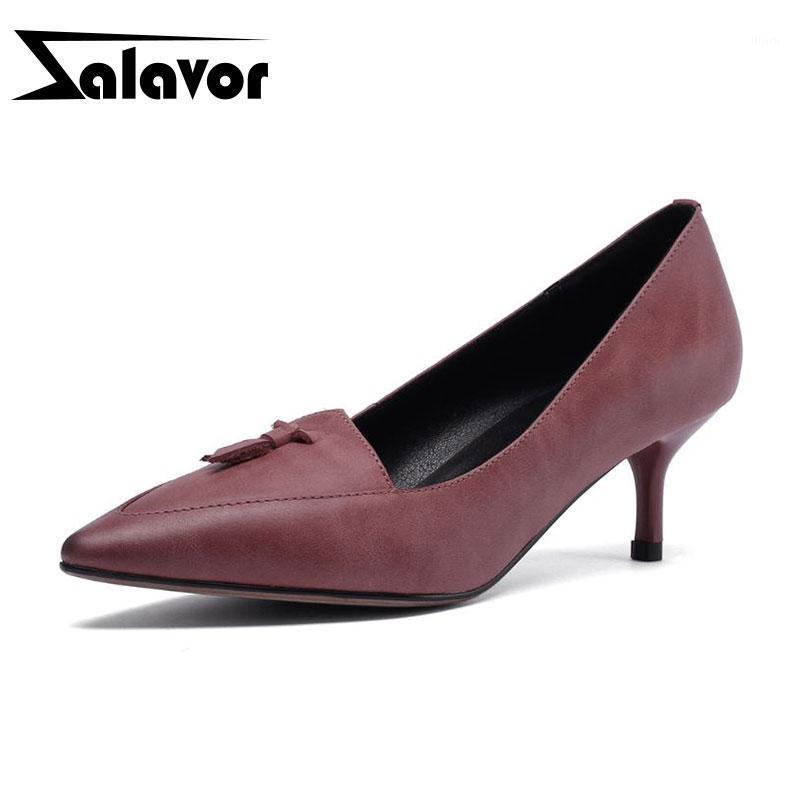 

ZALAVOR Genuine Leather Women Pumps Tassels Thin High Heel Pumps Spring Sexy Ladies Office Work Female Shoes Size 34-391, Gray