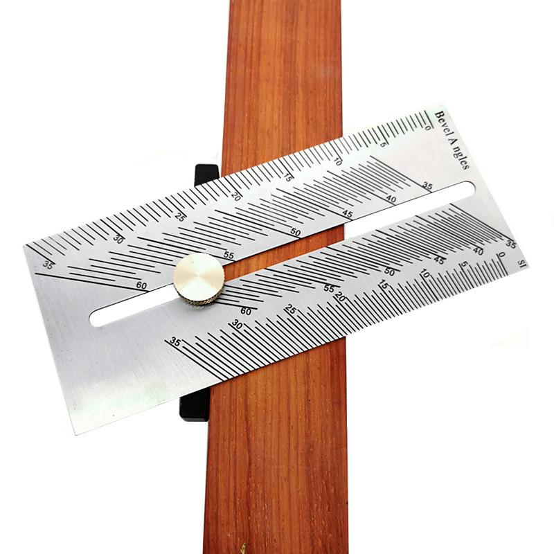 

Woodworking Scribe Miter Ruler Stainless Steel Square Angle Ruler T-type Dovetail Marking Jig Polygon Bevel Angles Marking Gauge