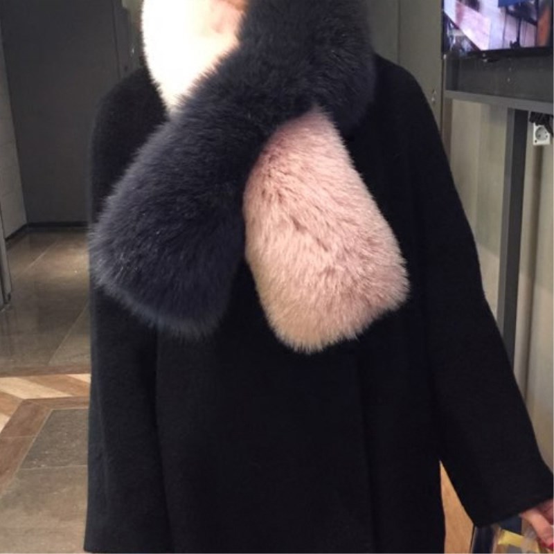 

Natural scarf skin fight hollow girl in winter long fox shawl
