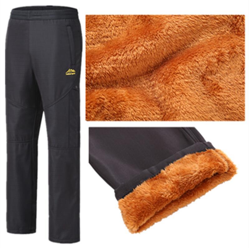 

Men's Hunting Hiking Pants Climbing Camping Trousers Velvet Lining Winter Ski Waterproof Thick Warm For Women, Men black
