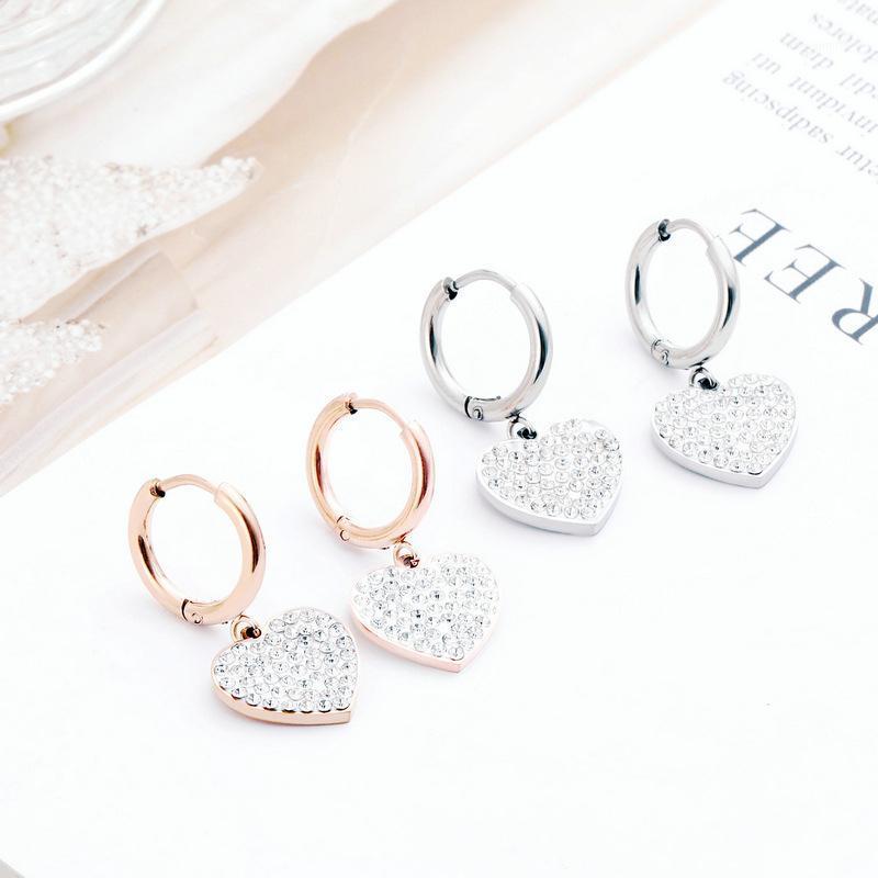 

Classic Heart Pendant Stainless Steel Earrings Women's Crystal Charm Ear Rings 2020 Hot Selling Fashion Jewelry Accessories Gift1