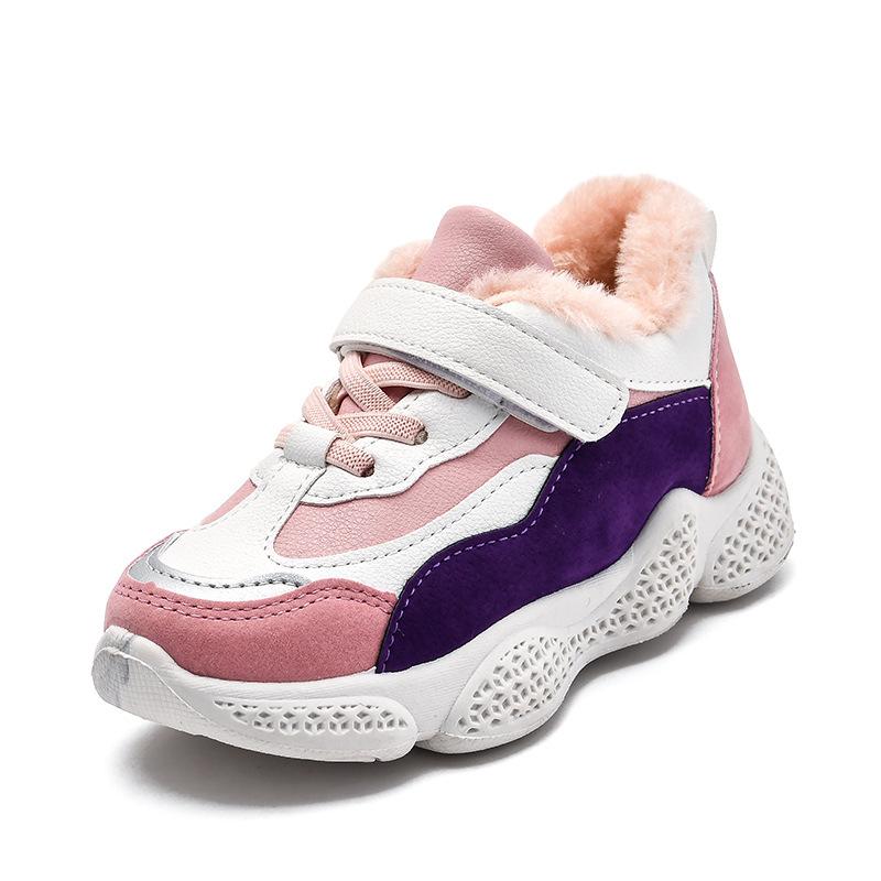 

Fashion Warm Plush Girl Boys Sport Shoes Children Autumn Winter Casual Shoes Kids Student Sneakers 3 4 5 6 7 8 9 10 11 12 Years, Black