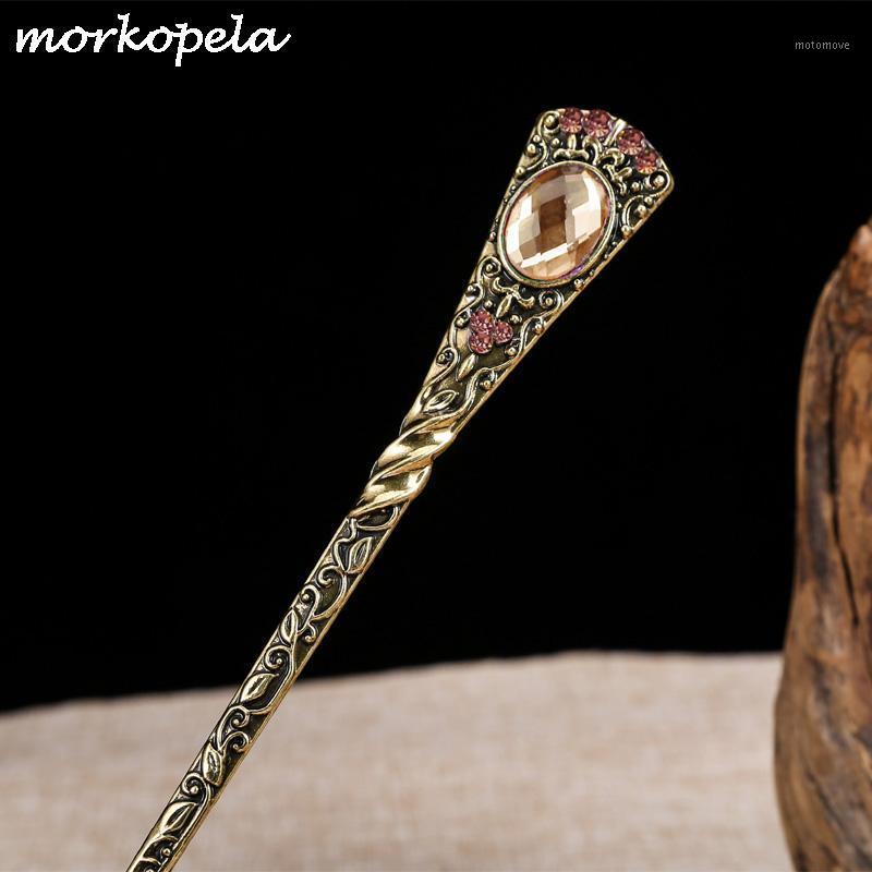 

Morkopela Crystal Hairpin Vintage Metal Hair Stick For Women Banquet Hair Pin Jewelry Rhinestone Clip Accessories1
