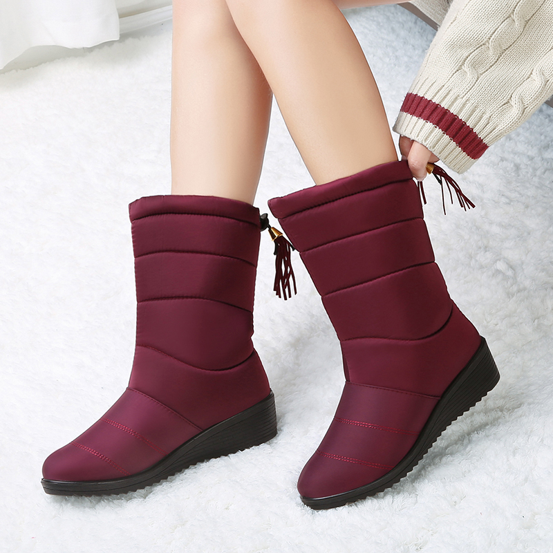 

2020 Winter Women Keep Hot Female Autumn Mid-calf Boots Women's Shoes Qb03, Alcohol