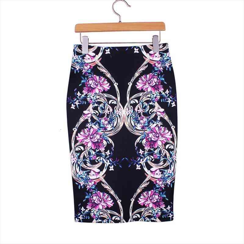 

S-4xl Women Pencil Skirts Vintage Flower Print 2016 Fashion Girls Slim Faldas Vogue Ladies Casual Wholesale Free Ship, Black