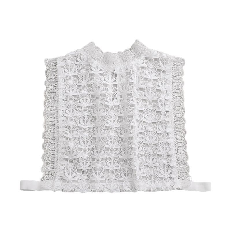 

New Women Sweet Ruffled Stand-Up False Fake Collar Hollow Out Floral Lace Detachable Pullover Half Shirt Decorative Dickey