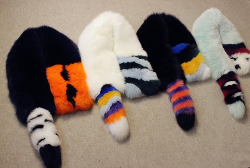 

Leather necklace suede fox skin grass warm winter scarf shawl